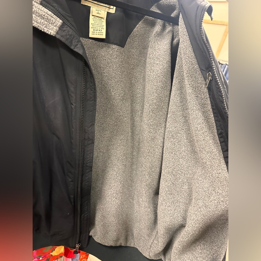 L L bean men’s black warm up bomber jacket fleece lined men’s large regular - Picture 4 of 8